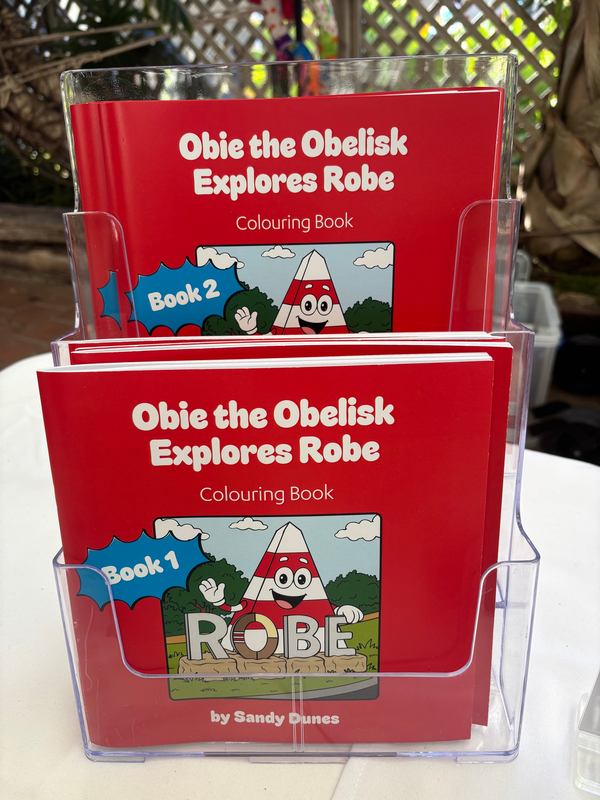 Obie the Obelisk explores Robe South Australia colouring books Book 1 and Book 2
