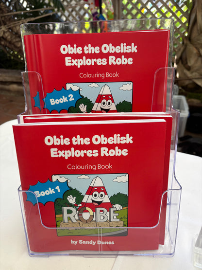 Obie the Obelisk explores Robe South Australia colouring books Book 1 and Book 2