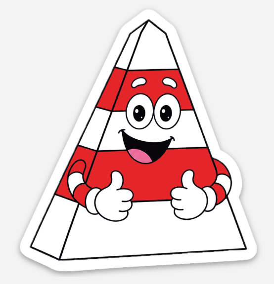Obie the Obelisk red and white fridge magnet, inspired by the iconic Obelisk in Robe, South Australia.